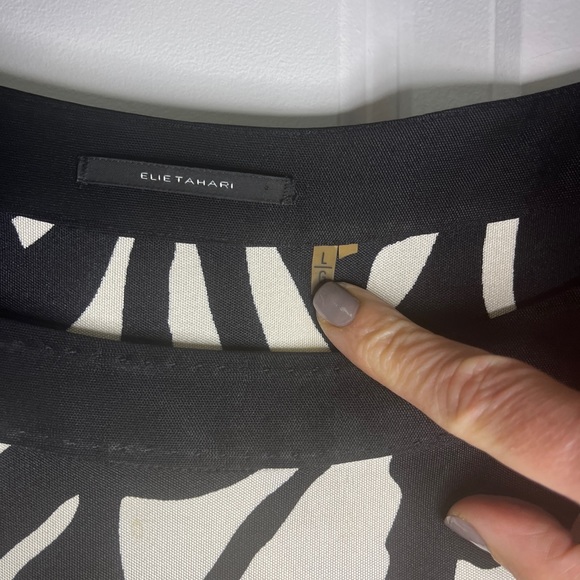 ELIE TAHARI silk Black and White Patterned Dress, good worn condition flaws pics - Picture 4 of 12
